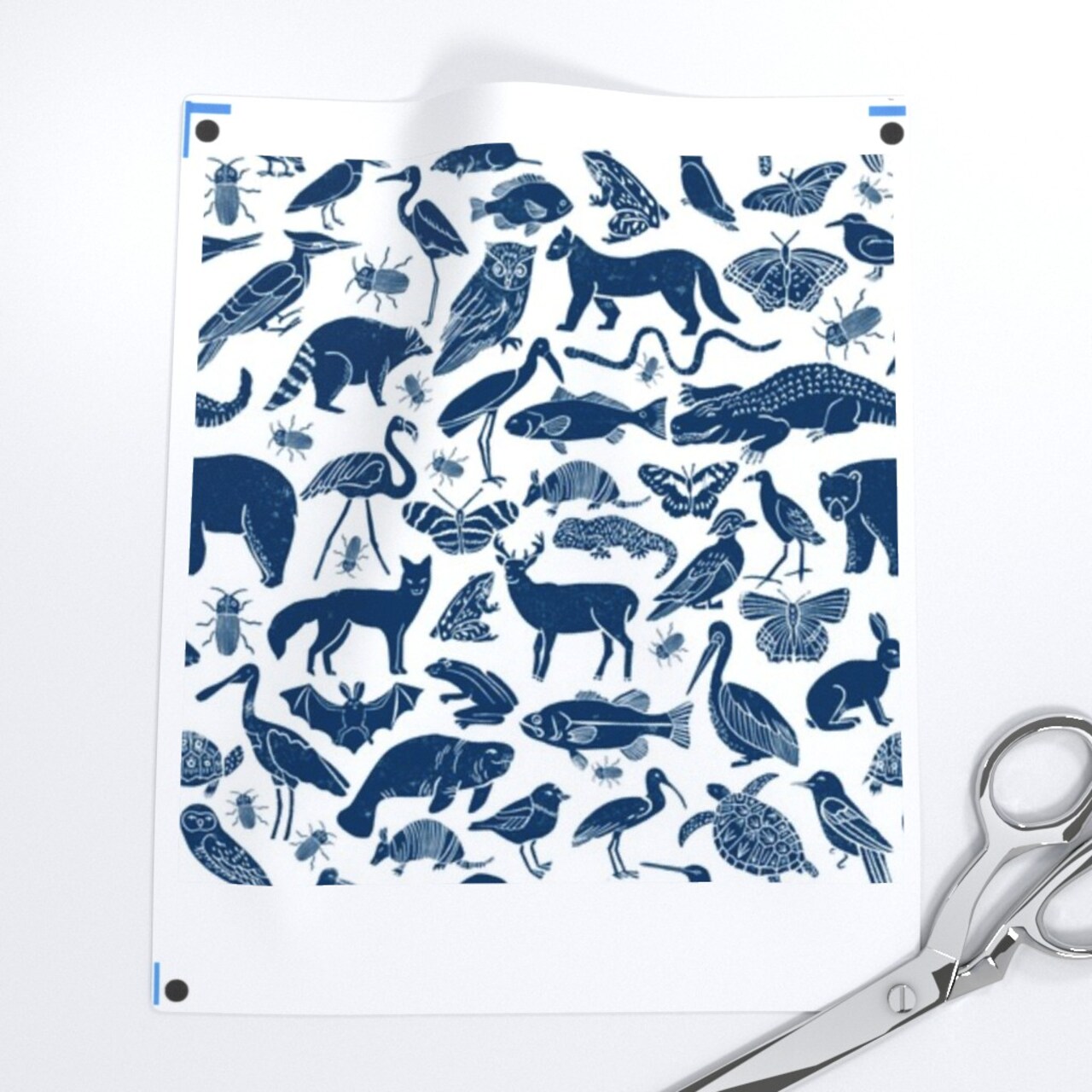 Animals Navy Blue Zoo Botanical Nursery Kids Custom Removable Wallpaper by Spoonflower Peel & Stick Wallpaper 2FT Wide